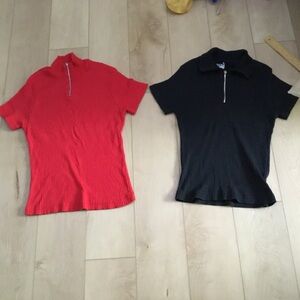 2 Pieces Vibrant Red and Classic Black Women Polo Shirts